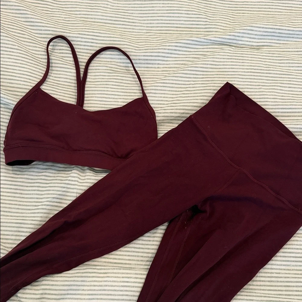 Lululemon Maroon Seamless Sports Bra & Leggings Set